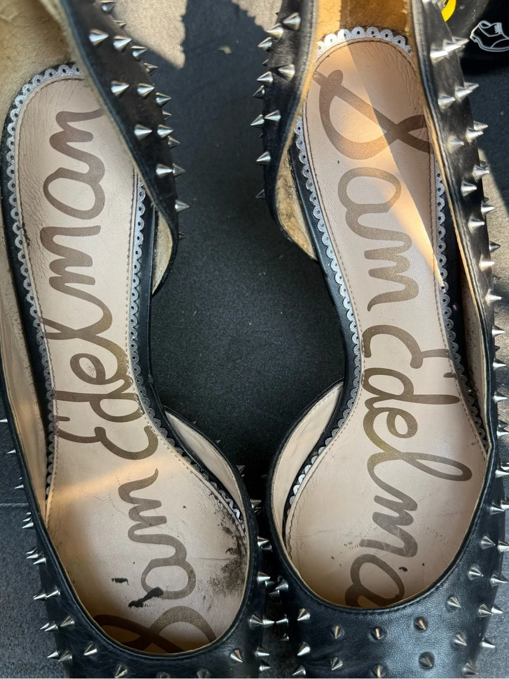 $149 Sam Edelman Haddlee d’orsay stud heel shoes 10 punk pump leather black